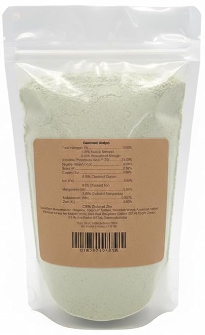 Greenway Biotech, Inc. Lettuce Fertilizer Powder 8-15-36 Plus Trace Minerals and 100% Water Soluble Includes Essential Chelated Micronutrients for Healthy Plants (2 Pounds)