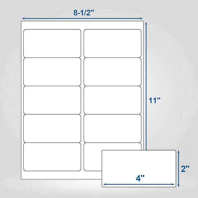 Bostlabels 500 Sheets 5000 Pcs 10 Up 2x4 Shipping Address Labels for Inkjet and Laser Printers, 10 Up Mailing Address Labels Paper, Permanent Strong Adhesive Stickers White Mailing Labels 10 per Page