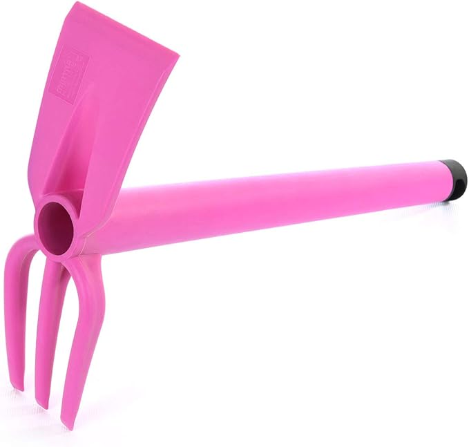 Mintra Garden Tool Set, 4 Piece Heavy Duty Gardening Tools Including Cultivator, Trowel, Shovel & Rake, Durable Poly Material & Non-Slip Handle, Garden Hand Tools Set for Gardening Gift, Fuchsia