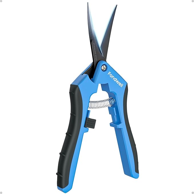 Fondwell 6.5" Trimming Shears Pruning Snips: Precise Gardening Scissors with Curved Micro Tip - Ideal for Tight Space Garden Work