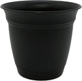 The HC Companies Eclipse Round Planter with Saucer - Outdoor & Indoor Plant Pot with Drainage Holes - Lightweight, UV-Resistant Plastic Pots for Plants, Flowers & Herbs (8" Black, Pack of 1)