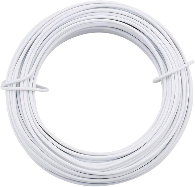 KINGLAKE 66 Feet White Sturdy Plastic Coated Garden Wire 2mm Plant Twist Tie