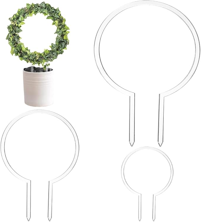 FINGERINSPIRE 3 Pcs Circle Acrylic Trellis for Potted Plants 3Sizes Round Trellis for Climbing Plants Ring Shape Plant Supports for Vines Hoya Plant Frames for Pothos Monstera Philodendrons Dischidia
