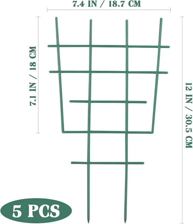 12inch Small Plant Trellis for Climbing Plants Indoor, 5Pcs Plastic Stackable Mini Garden Lattice for Potted Vines, Hoya, Pothos, Plastic Superimposed Support Stakes for Flower Vegetable (Green)