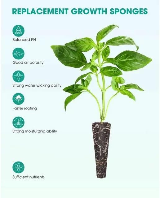 12 Pcs Grow Sponges Seed Pods Replacement Root Growth Sponges Seed Starter Pods Refill Pods Compatible Seed Grow Pod for Hydroponic Growing System Plant Germination Kits