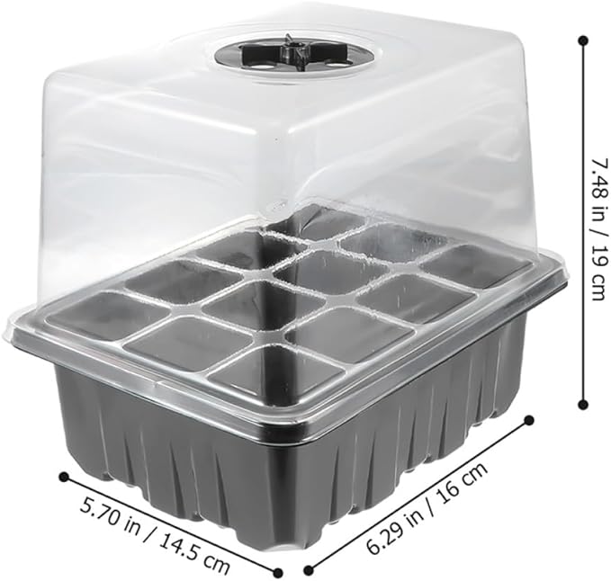 3pcs Adjustable 12-Cell Germination Tray Set for Seedling Starter, Black Plastic Plant Germination Case with Breathable Insulation, Suitable for Vegetable Planting and Greenhouse