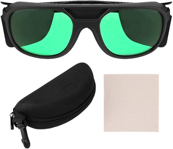 LED Grow Room Glasses UV Protection Eye Protection LED Illuminated Green Lenses Indoor Hydroponic Grow Room Glasses with Case