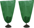 Alpurple 2 Packs Winter Drawstring Plant Covers- 39 x 63 Inch Warm Plant Protection Cover Bags, Frost Cloth Blanket Protecting Fruit Tree Potted Plants from Freezing Animals Eating (Green)