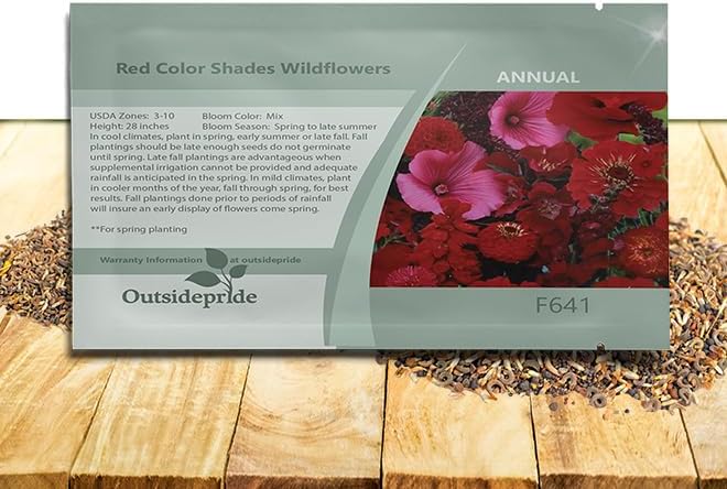 Outsidepride Red Color Shades Mix Wildflower Seeds - 10000 Pcs Annual Easy to Grow, Low Maintenance, Self-Seeding Flower Seeds w/Vibrant Blooms for Pollinator-Friendly Gardens, Containers & Borders