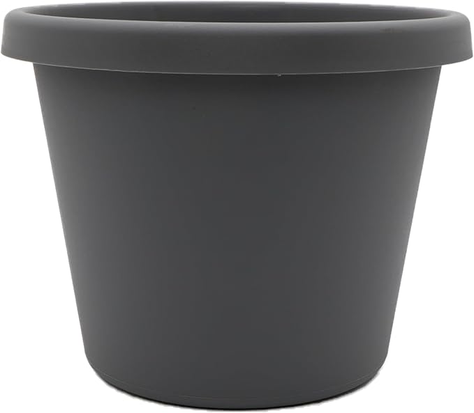 The HC Companies Prima Round Plastic Plant Pot w/Rolled Rim - Lightweight & UV Resistant Flower Pot for Herbs & More - Outdoor & Indoor Plant Pots w/Drainage (20 inch, Warm Gray, Pack of 1)