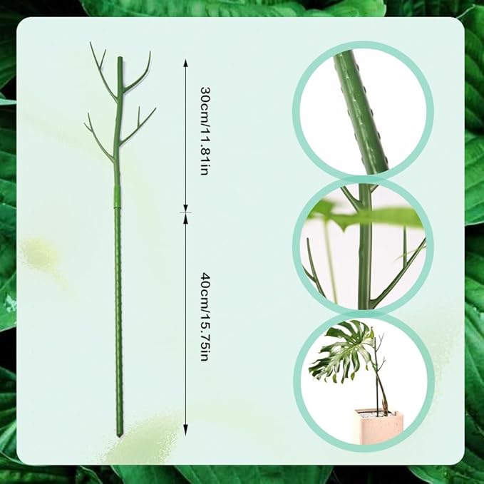 Plant Stakes Set, Stackable Monstera Plant Support, Garden Plant Support Stakes for Indoor Outdoor Plants, Climbing Structures Holder Stick Moss Pole for Support Tall Potted Plants (Green 5 Pack)