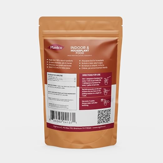 Indoor Plant Food for Houseplants | 100% Natural Fertilizer Granules for Potted Plants | Granular Fertilizer for House Plants | Plantco NPK 6-2-4 (½ lb)