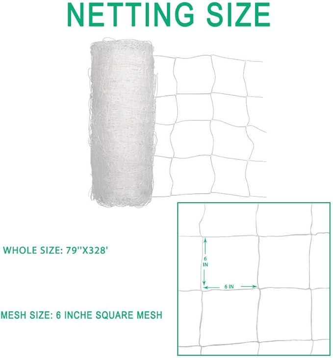 Heavy Duty Trellis Netting Roll - 79''x328' Plastic Plant Trellis Net for Climbing Plants