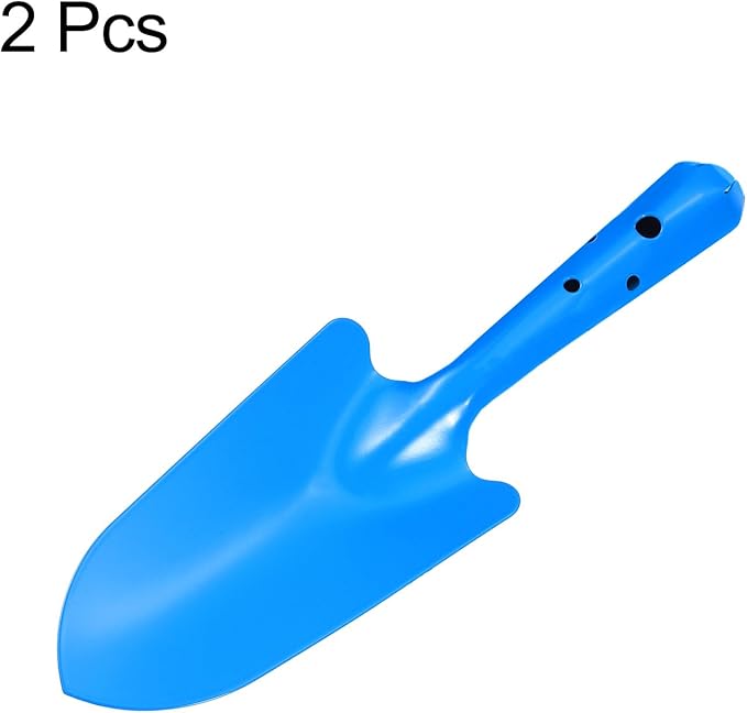 HARFINGTON 2pcs Mini Colorful Metal Hand Shovel 11" x 3" Digging Trowel Set Transplanting Garden Tools for Flower Soil Digging Planting Weeding Transplanting Garden, Blue