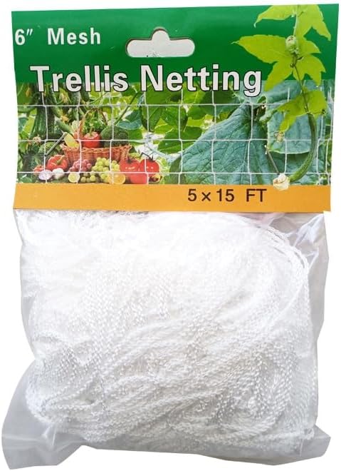 Trellis Netting5 x 15FT, 5 x 30FT,Polyester Plant Trellis Netting, Square Mesh Net for Climbing Plant, Fruits, Vegetables, Vines, Planting Auxiliary Mesh Net (5 * 15ft)