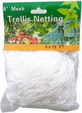 Trellis Netting5 x 15FT, 5 x 30FT,Polyester Plant Trellis Netting, Square Mesh Net for Climbing Plant, Fruits, Vegetables, Vines, Planting Auxiliary Mesh Net (5 * 15ft)
