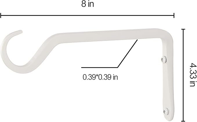 AILIN YELOKIE 8" Plant Hangers 2-Pack - Heavy Duty Rust-Resistant Steel Hooks for Bird Feeders, Indoor/Outdoor Plants & Wall Decor, White
