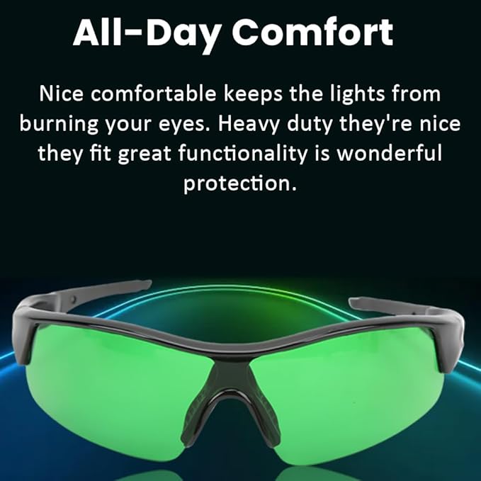 Pongnas Indoor Hydroponics LED Grow Room Glasses, Eye Glasses, Goggles (Green)