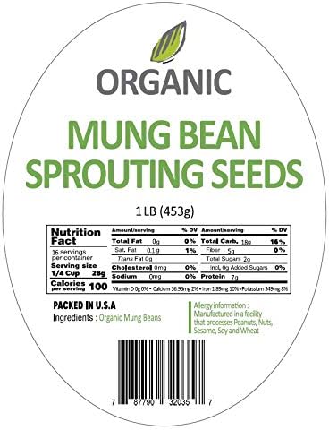 McCabe Organic Mung Bean Sprouting Seeds - Mung Bean Sprouting | Rich with Fiber & Minerals | USDA and CCOF Certified | Packed in USA | 1Lb