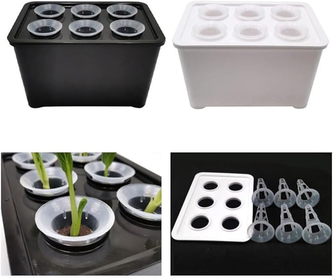 Hydroponics Growing Box 6-Holes Cultivation System Designed for Indoor Use with Multi-Set Package Supporting Efficient Root Development and Crop Growth