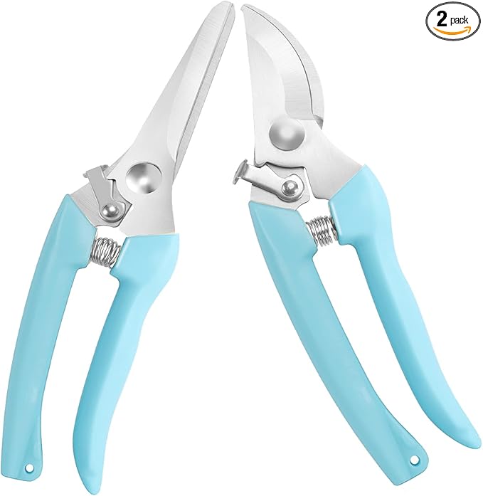 MEPEREZ Premium Garden Shears, Pruning Scissors Gardening Tools, Pruners For Flower, Bushes, Rose And Fruit Tree, Use For Florist, Yard And Orchard the Plant Clippers, Sharp White Steel Anvil Snips