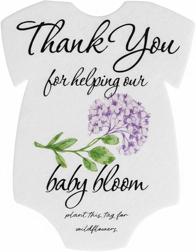 Seed Bloom Onesie Seed Paper – 15 Hydrangea Shower Favors for Guests with Wildflower Seeds, Writable & Plantable, Shower Favor Gifts for Guest