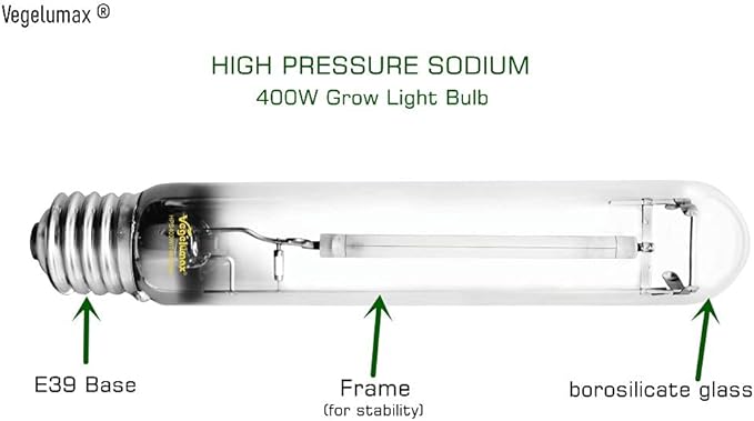 400W HPS Super Grow Light Bulb,High PAR Enhanced Red and Orange Spectrum,CCT 2100K,Ultra Bright 55,000 Lumens,E39 Base,1pack