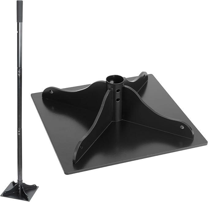 Heavy-Duty Steel Tamper, 8x8 Inch Laborsaving Ergonomic Hand Soil Tamper, Garden Landscaping Tool for Ground & Gravel Leveling Dirt Compactor, 48 Inches Total