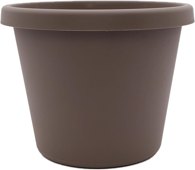 The HC Companies Prima Round Plastic Plant Pot w/Rolled Rim - Lightweight & UV Resistant Flower Pot for Herbs & More - Outdoor & Indoor Plant Pots w/Drainage (12 inch, Cappuccino, Pack of 1)