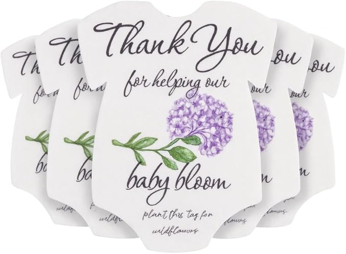 Seed Bloom Onesie Seed Paper – 5 Hydrangea Shower Favors for Guests with Wildflower Seeds, Writable & Plantable, Shower Favor Gifts for Guest
