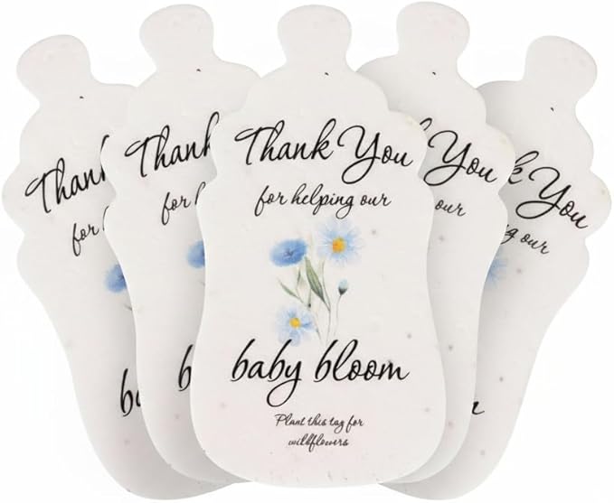 Seed Bloom Shaped Seed Paper – 5Pcs Blue Shower Favors for Guests with Wildflower Seeds, Writable & Plantable, Shower Favor Gifts for Guest