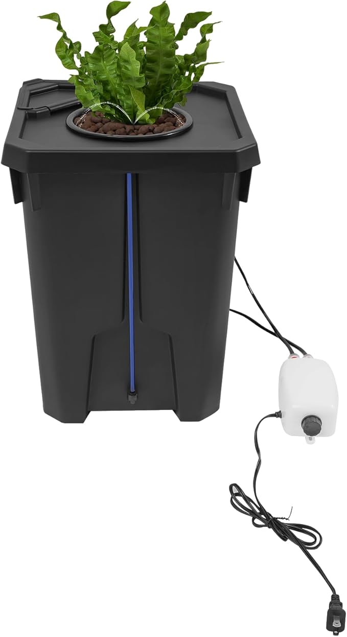 Hydroponics Growing Buckets, 1PCS Deep Water Culture Bucket System 7 Gallon Recirculating Drip Garden System with Air Pump & Clay Pebbles for Greenhouse, Garden, Balcony (1 PCS)