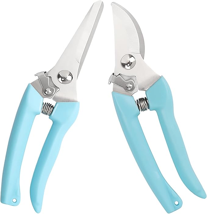 MEPEREZ Premium Garden Shears, Pruning Scissors Gardening Tools, Pruners For Flower, Bushes, Rose And Fruit Tree, Use For Florist, Yard And Orchard the Plant Clippers, Sharp White Steel Anvil Snips