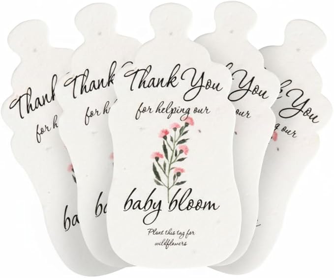 Seed Bloom Bottle Shaped Seed Paper – 5Pcs Pink Shower Favors for Guests with Wildflower Seeds, Writable & Plantable, Shower Favor Gifts for Guest