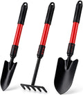 Garden Tools Set, 3 Gardening Tools Include Hand Trowel, Rake, Transplant Shovel, Lightweight Heavy Duty Garden Tool with Non Slip Handle for Yard Weed, Plant, Crack, Gardening Gift for Men & Women