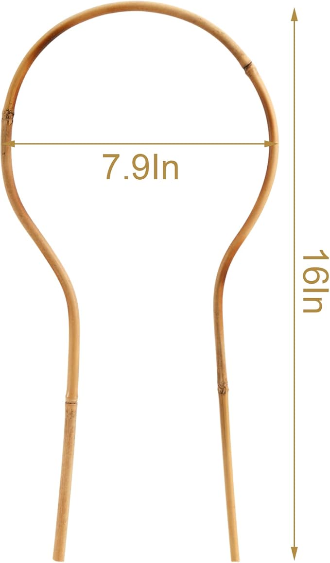 WUWEOT 20 Pack Min Bamboo Trellis, 16 in Loop-Shaped Plant Support Hoop Stake for Potted Plants Climbing, Hoya Plants Ivy Plants Monstera Cucumber and Fruits