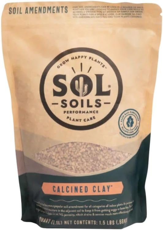 Sol Soils Calcined Clay – 100% Peat-Free Soil Amendments with Superior Drainage, Aeration, & Root Health for Indoor Plants, Succulents, Bonsai & More - 1 Quart