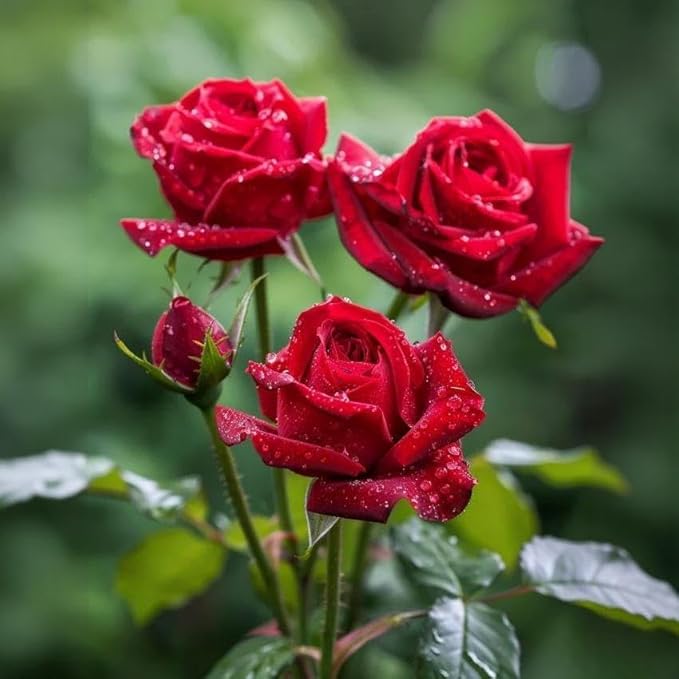 50 Red Rose Seeds for Planting – Heirloom Non-GMO Perennial Shrub Rosa Flowers, Classic Deep Red Garden Roses for Flower Beds, Borders and Decorative Landscape Design