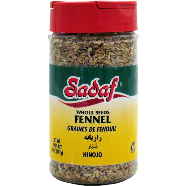 Sadaf Fennel Seeds - Whole Fennel Seeds for Cooking - Semillas de Hinojo - Kosher & Halal - 5 Oz Bottle with Shaker Top