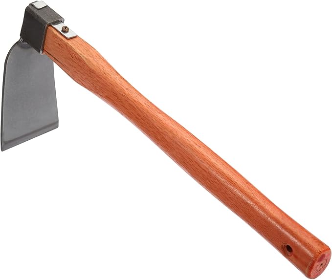 PATIKIL 15" x 3" Hoe Garden Tool, Carbon Steel Anti-Rust Garden Hoe with Wood Handle Welded for Loosening Soil Weeding Digging, Grey/Yellow