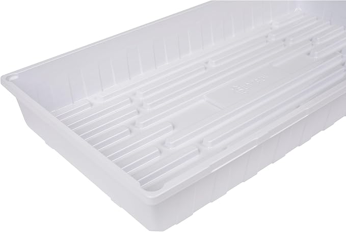 SUNPACK 10" x 20" Extra Strength Plastic Seed Starting Tray, White, 2.5" - No Drainage Holes, Ideal for Greenhouses or Indoor Gardening - Made of BPA-Free Plastic