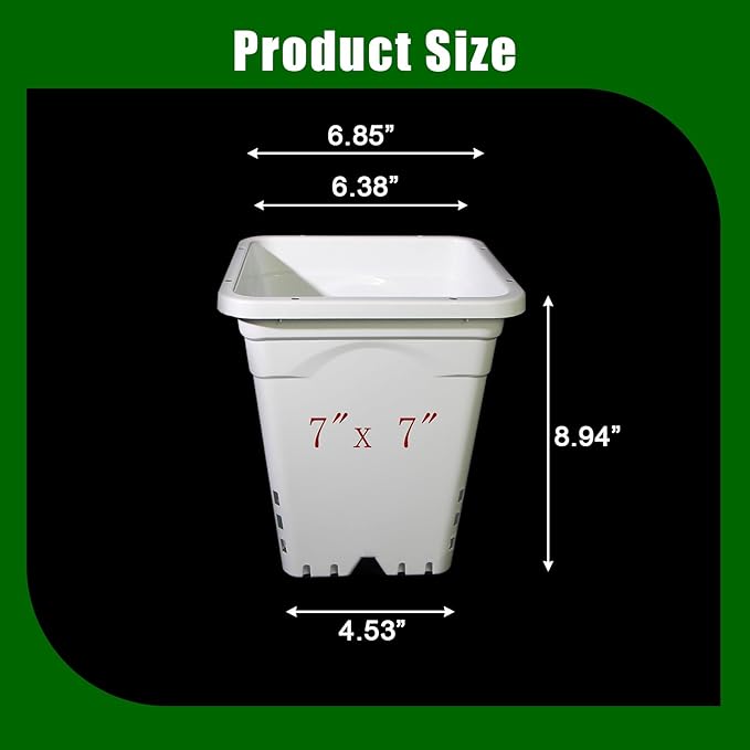 Gyfofix HG7X7SW 7"x7" Square White Pot, 9" Tall Pack of 5
