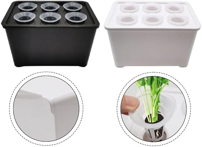 Hydroponics Growing Box 6-Holes Cultivation System Designed for Indoor Use with Multi-Set Package Supporting Efficient Root Development and Crop Growth