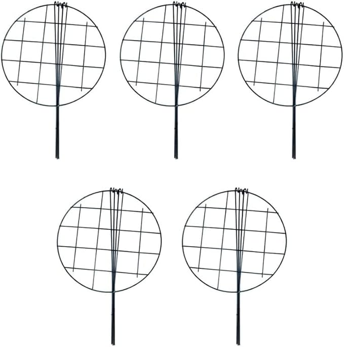 5 Pack 20 x 30 inch Poeny Cage Grow Through Grid Plant Brace Flower Support Rings, Round Metal Plant Stakes Rings, Strong Large Garden Supports for Flowers, Peonies, Rose, Lily