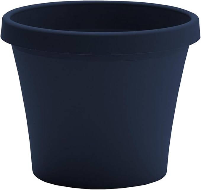 Bloem Terra 4" Diameter Round Navy Resin Planter Pot with Pre-Drilled Drainage Holes for Indoor and Outdoor Gardening