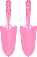 HARFINGTON 2pcs Mini Colorful Metal Hand Shovel 11" x 3" Digging Trowel Set Transplanting Garden Tools for Flower Soil Digging Planting Weeding Transplanting Garden, Pink