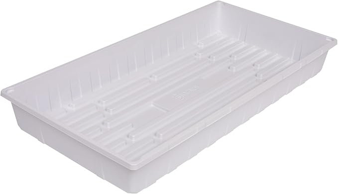 SUNPACK 10" x 20" Extra Strength Plastic Seed Starting Tray, White, 2.5" - No Drainage Holes, Ideal for Greenhouses or Indoor Gardening - Made of BPA-Free Plastic