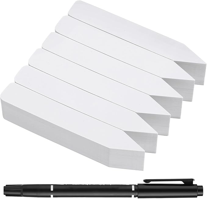 300 Pack Plant Labels, 4 Inch Potted Plant Name Tags Plastic, Seedlings Seed Markers Nursery Plant Stake Tag with Marking Pen for Outdoor Indoor Garden Patio Flower Vegetable, White