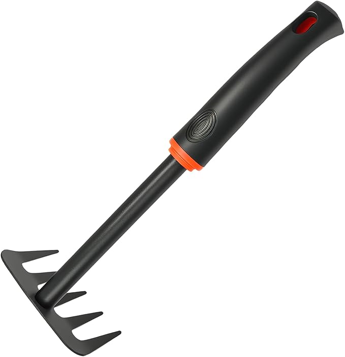 Mini Garden Rake, Garden Tool Hand Tiller Grass Rake for Flower Beds, Patio, Garden Loosening Soil Weeding Digging