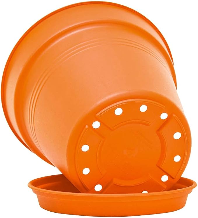 Mintra Home Garden Pots 4pk - Flowers, Herbs, Plants, Indoor, Outdoor, Colorful, Wholesale, Bulk (Orange, 13cm Diameter (5in))